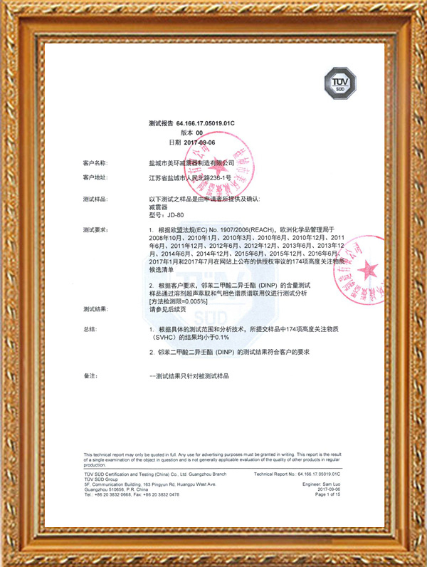 Shock absorber test report Shock absorber test report